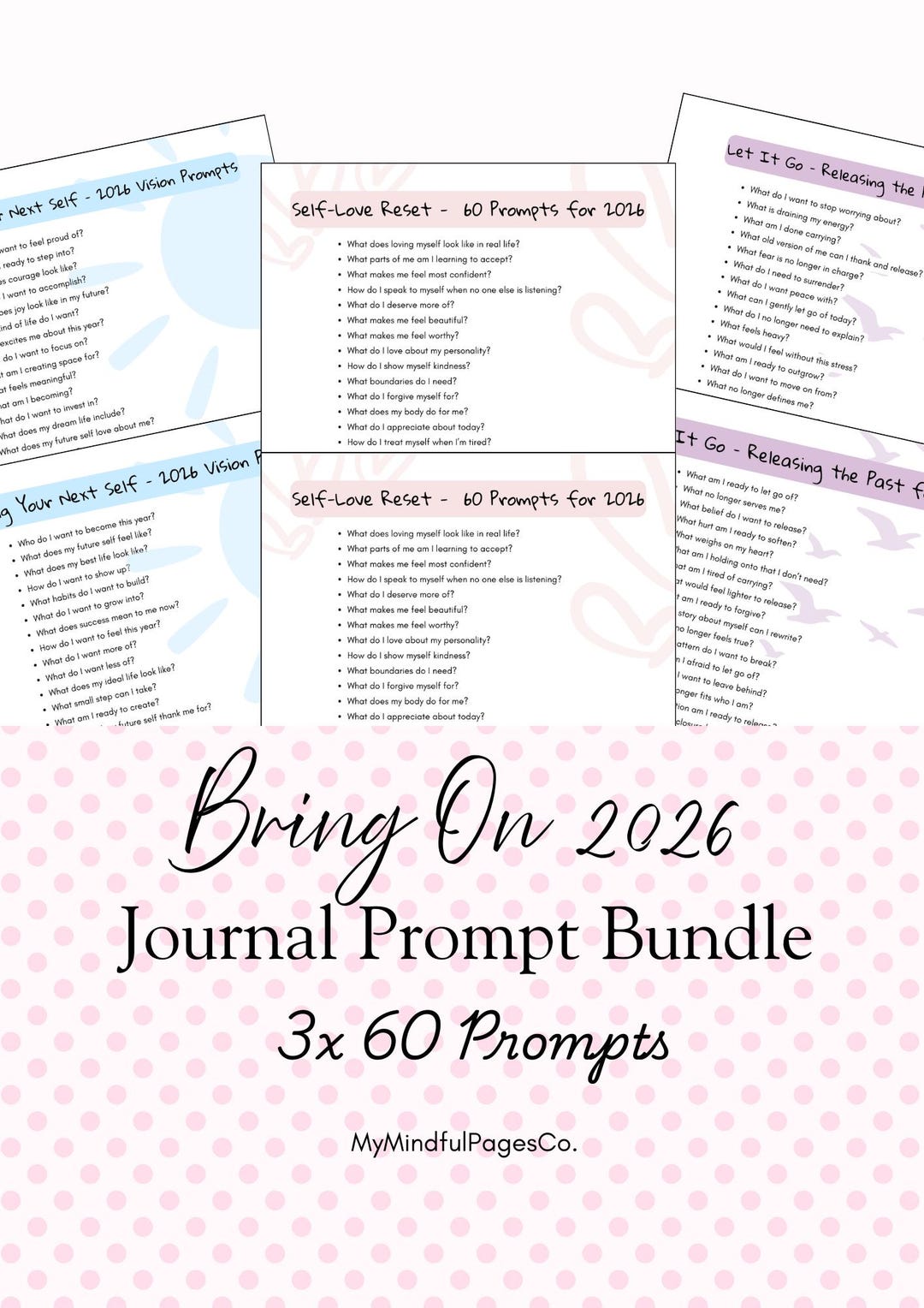 Bring on 2026 Journal Prompts Bundle | 180 Self-love, Letting Go &amp; New ...