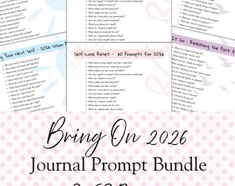Bring On 2026 Journal Prompts Bundle | 180 Self-Love, Letting Go & New Year Reflection Mindfulness