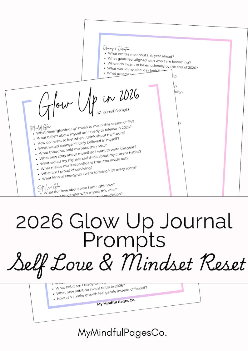 2026 Glow up Journal Prompts | Self-love & Mindset Reset (PDF) - Etsy