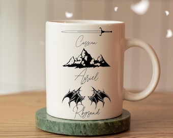 TAZA VELARIS ACOTAR Tazas con libros Rhysand Azriel Cassian Night Court Tee Taza Velaris Taza Acotar Taza City of Starlight Regalo para amantes de los libros y el café