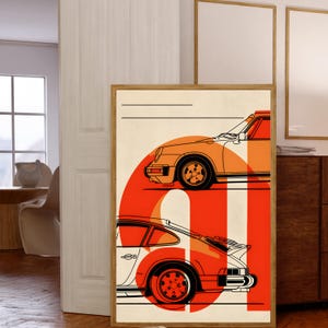 Porsche 911 Carrera Car Poster Classic Car Art Retro Car Print Vintage Porsche Print German Car Wall Art Office Decor Digital Download