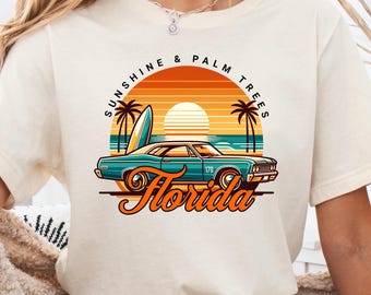 Florida Lifestyle Vintage Style Florida Oversized Shirt Swetshirt Trendy Coconut Girl Aesthetic Florida Beach Clothes Game Day Outfit