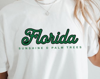 Florida Lifestyle Vintage Style Florida Oversized Comfort Colors Tee Trendy Coconut Girl Aesthetic Florida Beach Clothes Game Day Outfit