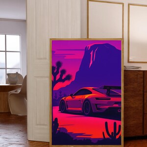 Porsche Poster Wall Art Sports Car Print Classic Porsche Decor Garage Wall Art Office Posters Car Enthusiast Gift Porsche Sunset Art