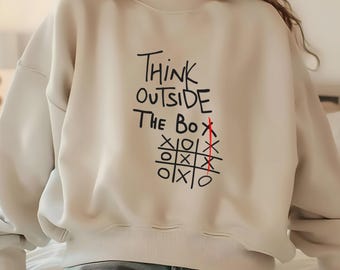 Motivational Hoodie Sweatshirt Think Outside the box Hoodies Unisex Cozy Sweatshirt Minimalist Design Crewneck Unique Gift for Creatives