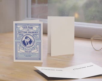 CUSTOM POSTCARD Vintage Wedding Minimalist Wedding Photo Thank You Card Best Day Ever Design | Instant Download PDF