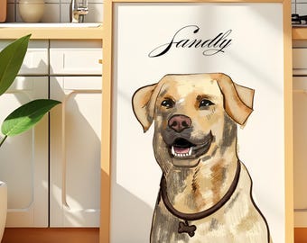 Custom Pet Portrait from Photo Dog Cat Horse Rabbit ANY Portrait From Photo Pet Digital File or Printed Poster Personalized Pet Gift Art Pet