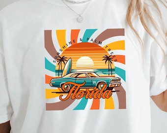 Florida Lifestyle Vintage Style Florida Oversized shirt Hoodie Sweatshirt Trendy Coconut Girl Aesthetic Florida Beach shirt Game Day Outfit
