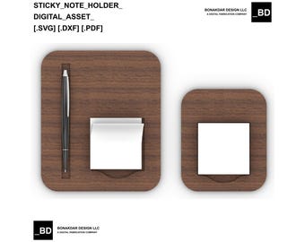 Sticky Note Pad Holder | SVG, DXF | Laser Cut File | Desk Organizer | Digital Download | Laser Template | Glowforge Ready