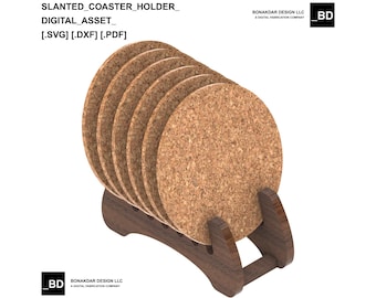 Slanted Coaster Holder | SVG, DXF | Laser Cut File | Digital Download | Laser Template | Glowforge Ready