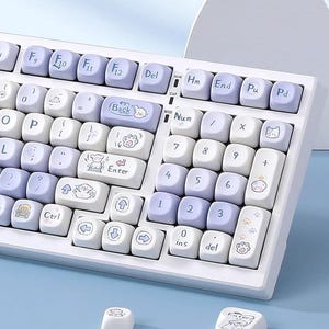 Cute Puppy Keycap Set, Cute Kawaii Keycaps, MOA Profile Keycaps, PBT Keycaps, Cherry MX Mechanical Keyboard - 133 Keys