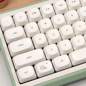 Cute Cat Creamy Keycap Set, Cute Keycaps, Cozy Keycaps, MOA Profile Keycaps, PBT Keycaps, Cherry MX Mechanical Keyboard - 124 Keys