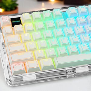 Shine Through Outline Keycap Set, Minimal Keycaps, Cherry Profile Keycaps, PBT Keycaps, Cherry MX Mechanical Keyboard - 142 Keys