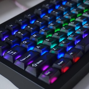 Custom GMK87: Kailh Box Dark Chocolate Switches, Frosted Black AK Keycaps