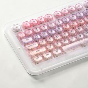 Sunset Gradient Clear Keycap Set | MOA Profile Keycaps 125 Keys for Mechanical Keyboards