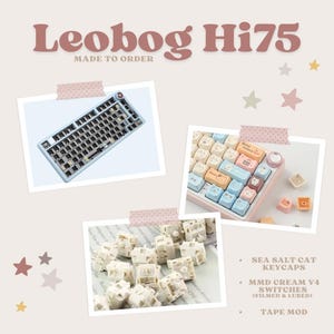 Custom Leobog Hi75 Wired Keyboard: MMD Cream V4 Switches, Sea Salt Cat Keycaps