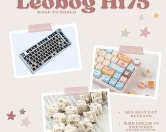 Custom Leobog Hi75 Wired Keyboard: MMD Cream V4 Switches, Sea Salt Cat Keycaps
