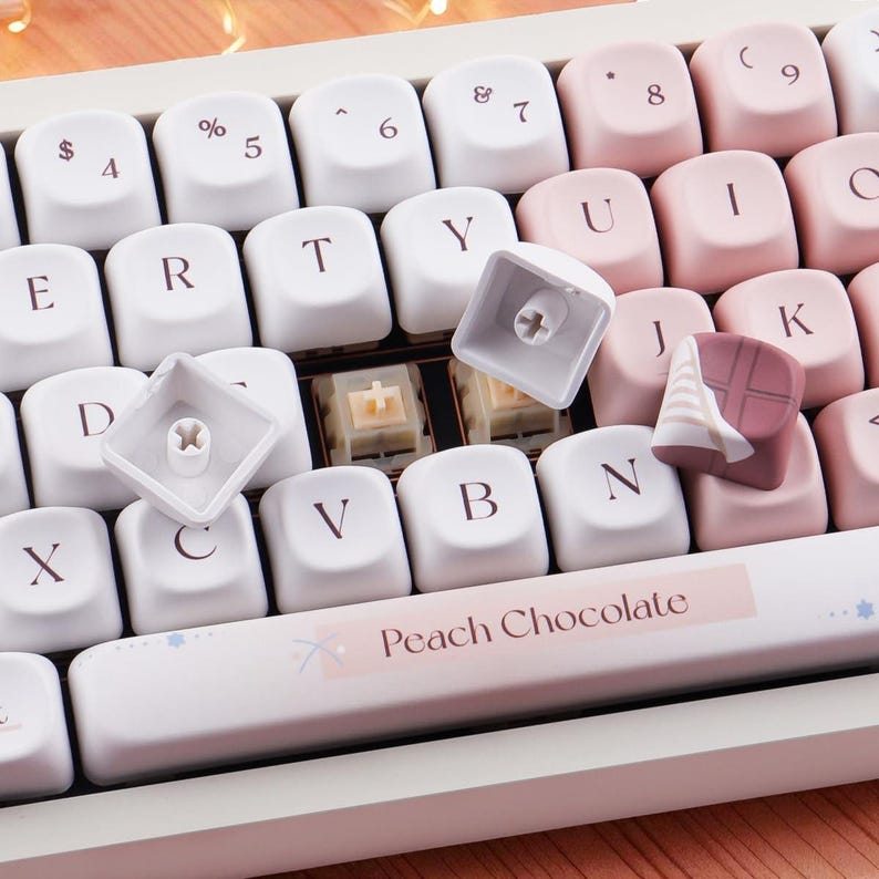 Peach Chocolate Keycap Set, MOA Profile, PBT Keycaps {126 Keys} - Etsy