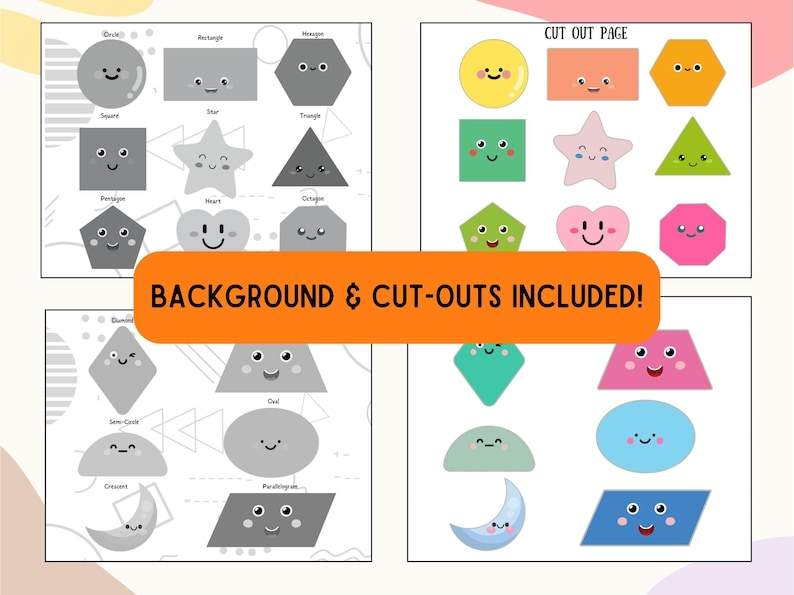 Back Shape Both Shape Matching Preschool Busy Book Montessori Shape Sorting Activity ...