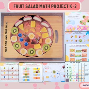 May include: A printable fruit salad math project for kindergarten and first grade students. The project includes activities such as counting, sorting, and graphing. The activities are designed to help students learn about math concepts in a fun and engaging way.