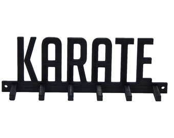 Karate Martial Arts Medal Display Rack Award Hanger Holder for Wall - Holds Medals, Lanyards, Ribbons - 8" x 2 11/16" x 3/16"