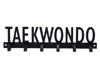 Taekwondo Martial Arts Medal Display Rack Award Hanger Holder for Wall - Holds Medals, Lanyards, Ribbons - 8" x 1 7/8" x 3/16"