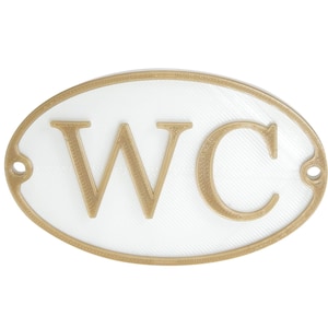 Plastic WC Water Closet Loo Bathroom Restroom Toilet Door Sign Plaque For Door Or Wall 4&quot; x 2  1/2&quot; x 3/16&quot;