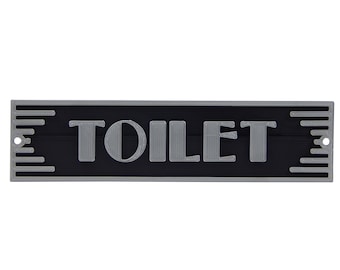 Plastic Art Deco Toilet Restroom Bathroom Water Closet Sign Plaque for Home or Office - Wall or Door Mount - 7" x 1 3/4" x 3/16"