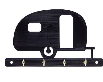 RV Camper Travel Trailer Motorhome Key Rack Hanger Holder for Wall - 6" x 3 1/2" - 4 Hooks - Camping Decor