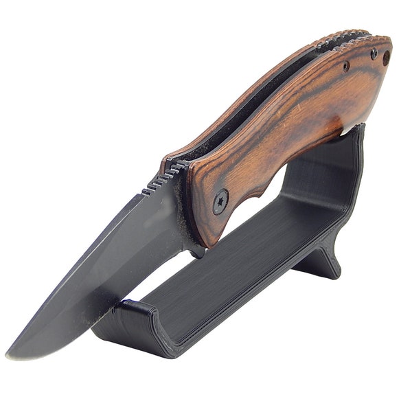 Single Knife Display Stand Rack Holder For Medium To Large Knives -Showcase Your Fixed Blade Or Folding EDC Every Day Carry-Holds One Blade