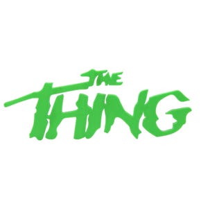 The Thing Shelf Art Movie Display Complement to Horror Film Collection Logo Sign Signage - Great Theater Room Man Cave Gift 8&quot; x 3&quot; x 3/8&quot;