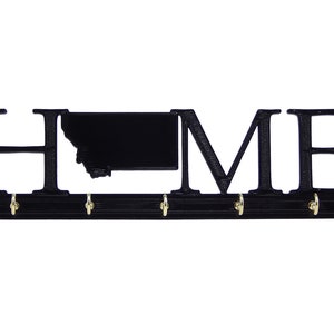 Montana Home State Shape Key Holder Hanger Rack Housewarming Realtor Closing Gift for Wall - 8&quot; x 2 1/4&quot; x 3/16&quot; - 5 Hooks to Hold Keys