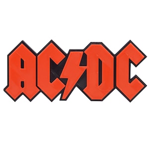 AC/DC ACDC Band Logo Sign Rock and Roll Bookcase Display 3D Wall Desk Shelf Art 7&quot; x 3&quot; x 3/8&quot;