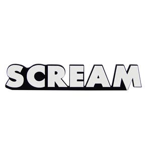 Scream Shelf Art Movie Display Complement to Horror Film Collection Logo Sign Signage - Theater Room Man Cave Gift 8&quot; x 1 1/2&quot; x 3/8&quot;