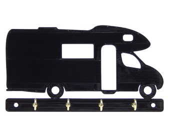 RV Camper Travel Trailer Motorhome Key Rack Hanger Holder for Wall - 6" x 3 1/4" - 4 Hooks - Camping Decor