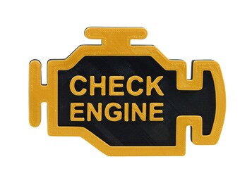 Check Engine Light 3D Desk Ornament Shelf Sitter Art or Wall Sign Display  - Man Cave or Mechanic Gift 5" x 3 1/4" x 3/8"