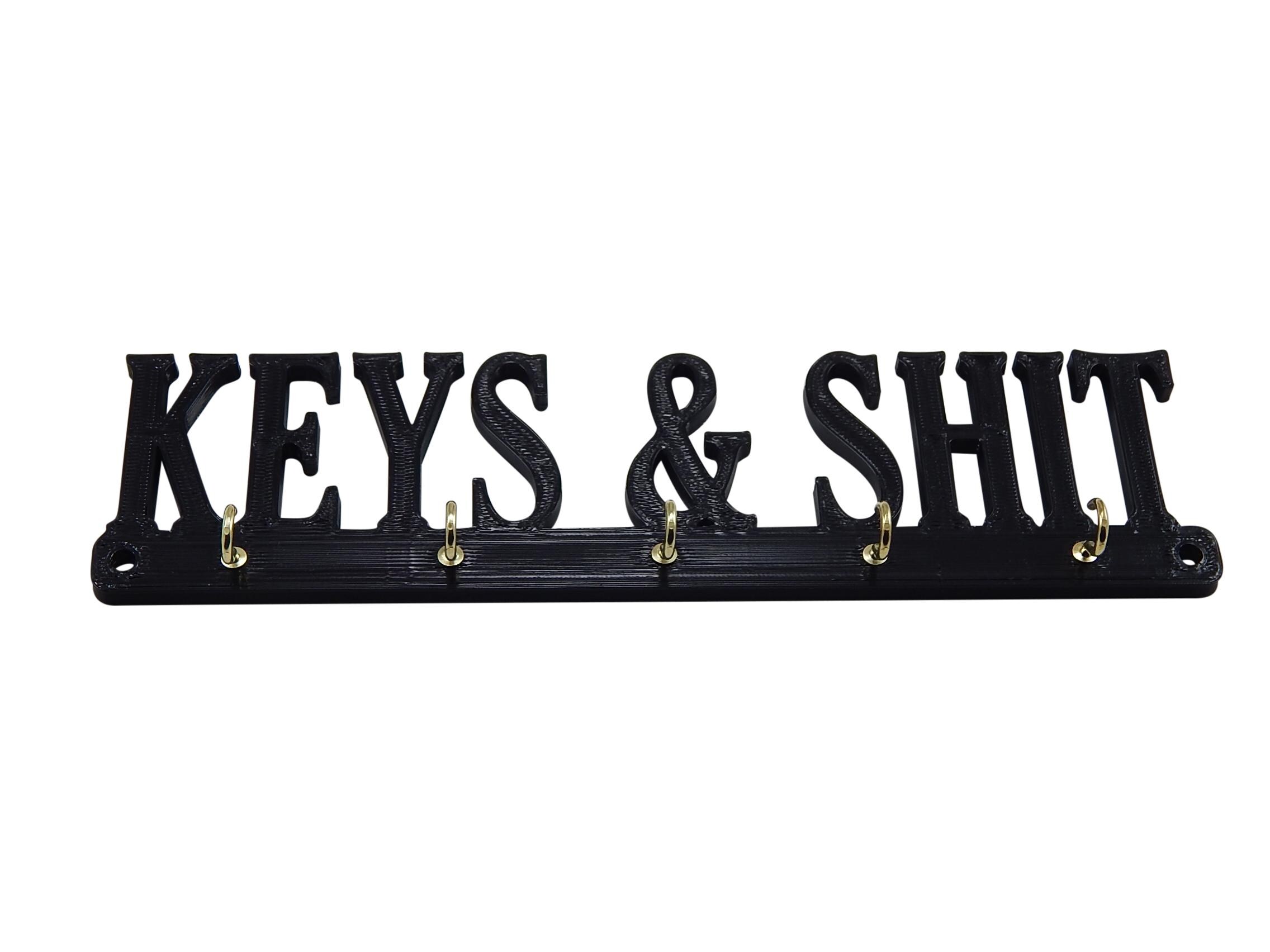 Keys & Shit Funny Wall Key Rack Holder Hanger Entryway Organization ...