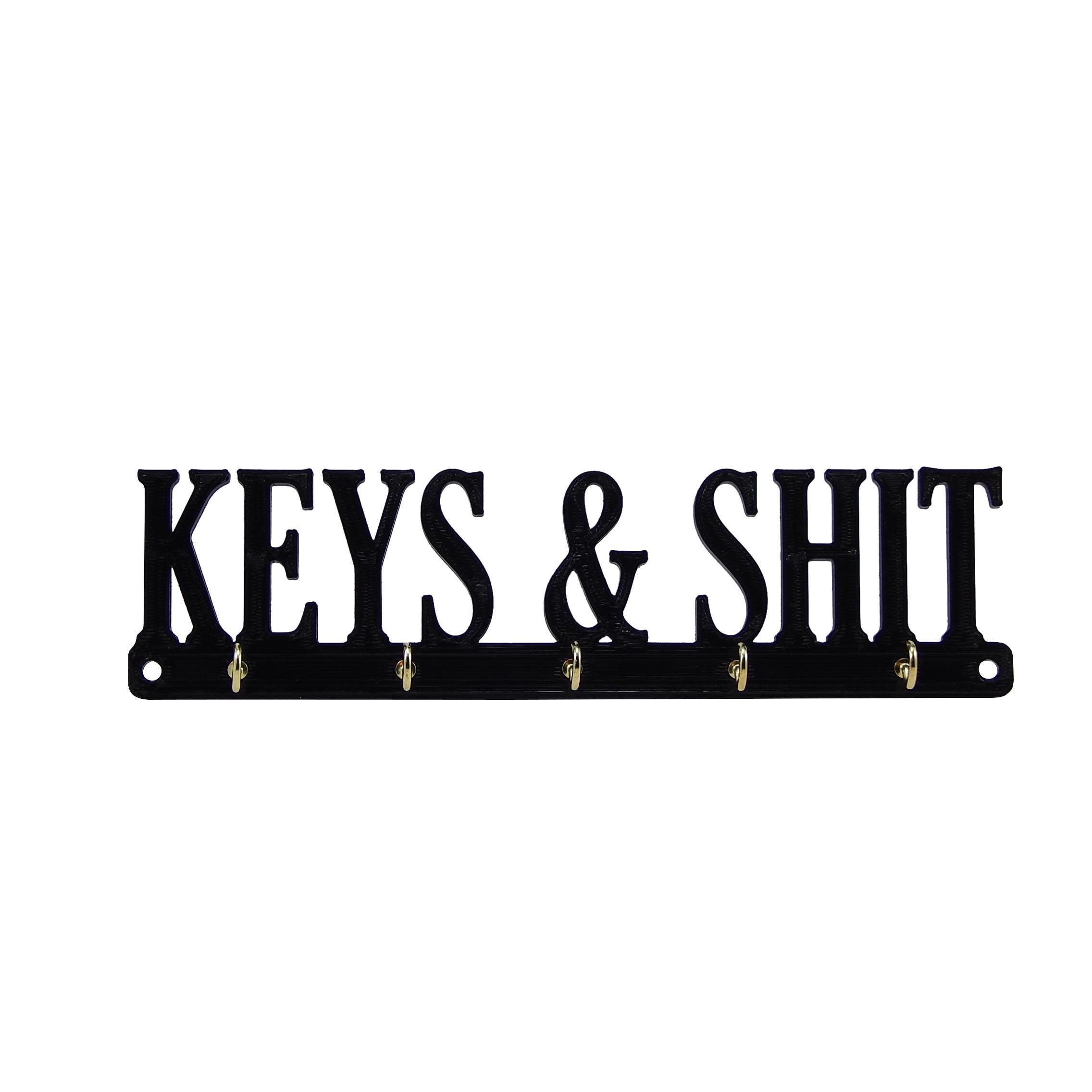 Keys & Shit Funny Wall Key Rack Holder Hanger Entryway Organization ...