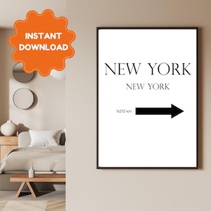 NYC Wall Art Print | New York City Poster, Minimal Travel Decor, Digital City Artwork, Instant Download Poster