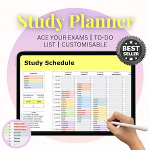 Editable Study Schedule Template | Digital Weekly Planner | To-Do List & Timetable | Customisable School Planner | Instant Download
