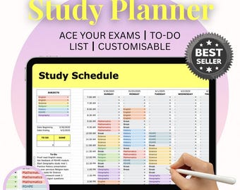 Plantilla editable de horario de estudio, planificador semanal para estudiantes (descarga digital)