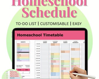 Homeschool Stundenplan, bearbeitbare wöchentliche Unterrichtsplanung (digitaler Download)