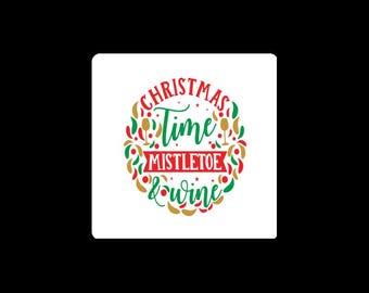 Christmastime Mistletoe & Wine Sticker