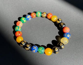 Bracciale Om Mani Padme Hum fatto a mano: mantra tibetano, gioielli spirituali