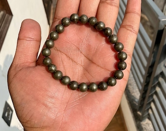 Natural Pyrite Bracelet for Abundance & Protection | Handmade Crystal Jewelry Gift