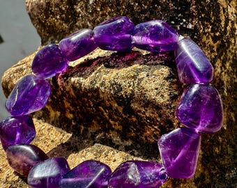 Handmade Amethyst Stretch Bracelet: Natural Purple Gemstone Jewelry