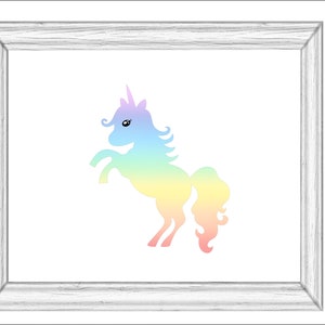 Rearing Unicorn Pastel Rainbow Printable Wall Art Digital Download Baby Nursery