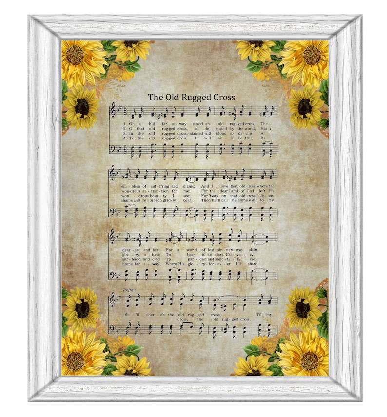 The Old Rugged Cross Christian Hymn Printable Lyrics Digital Etsy