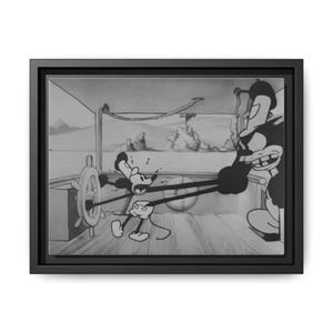 Stampa su tela, scena di Topolino di Steamboat Willie, stampa con cornice opaca, decorazione da parete, regalo per fan Disney