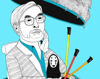 Hayao Miyazaki de Studio Ghibli - Impresión de 8x10
